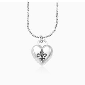Mignon Faget Fleur de Lis Intaglio Heart Pendant on Round Snake Chain ⚜️💛